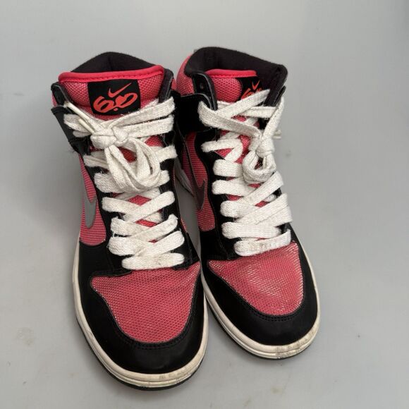 Nike 6.0 Dunk High Women’s 8.5 2011 Black Satin Hot Pink Black - Picture 14 of 16
